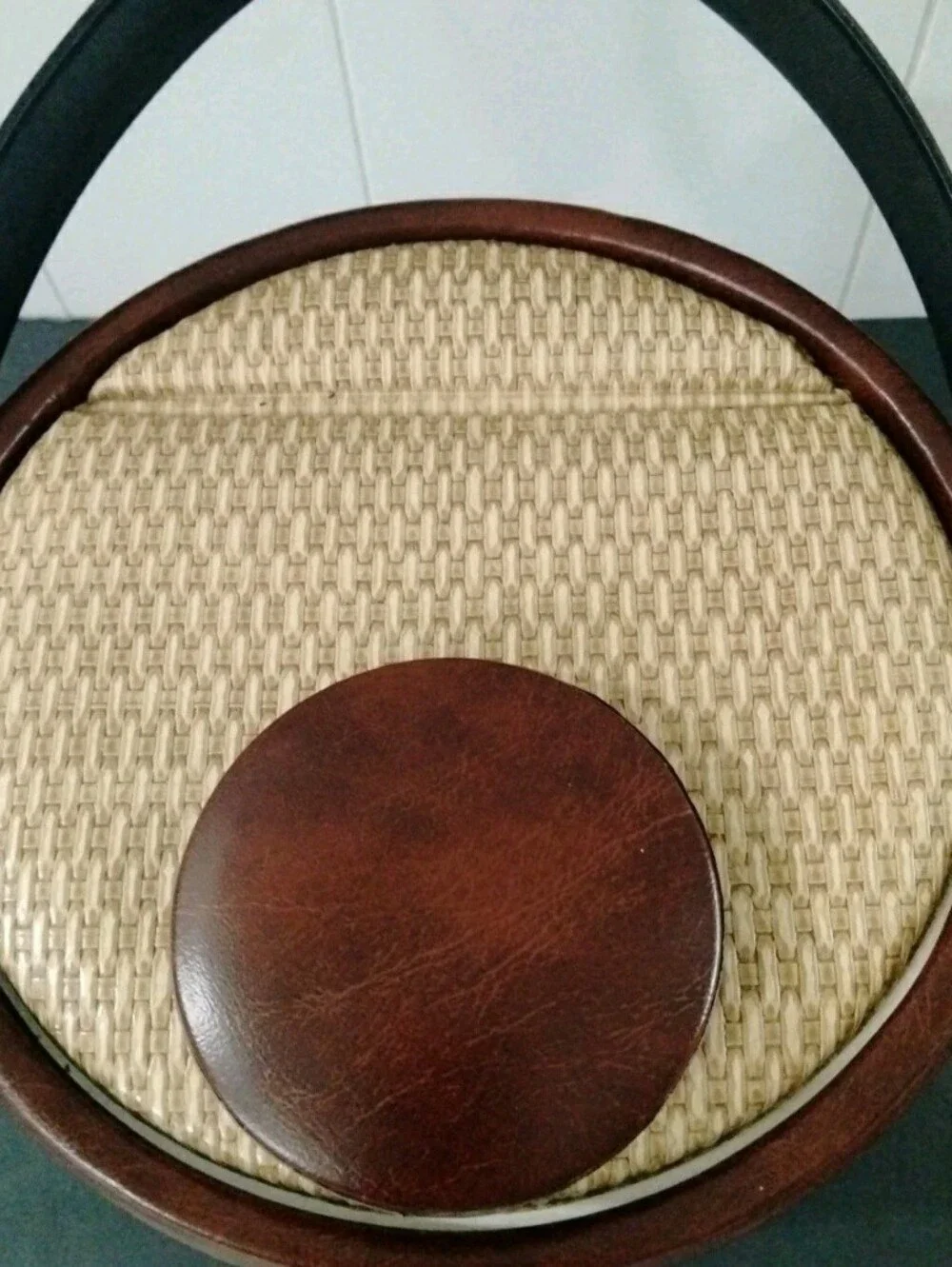 MCM Faux Leather/Tweed Ice Bucket Flip Top Lid EUC